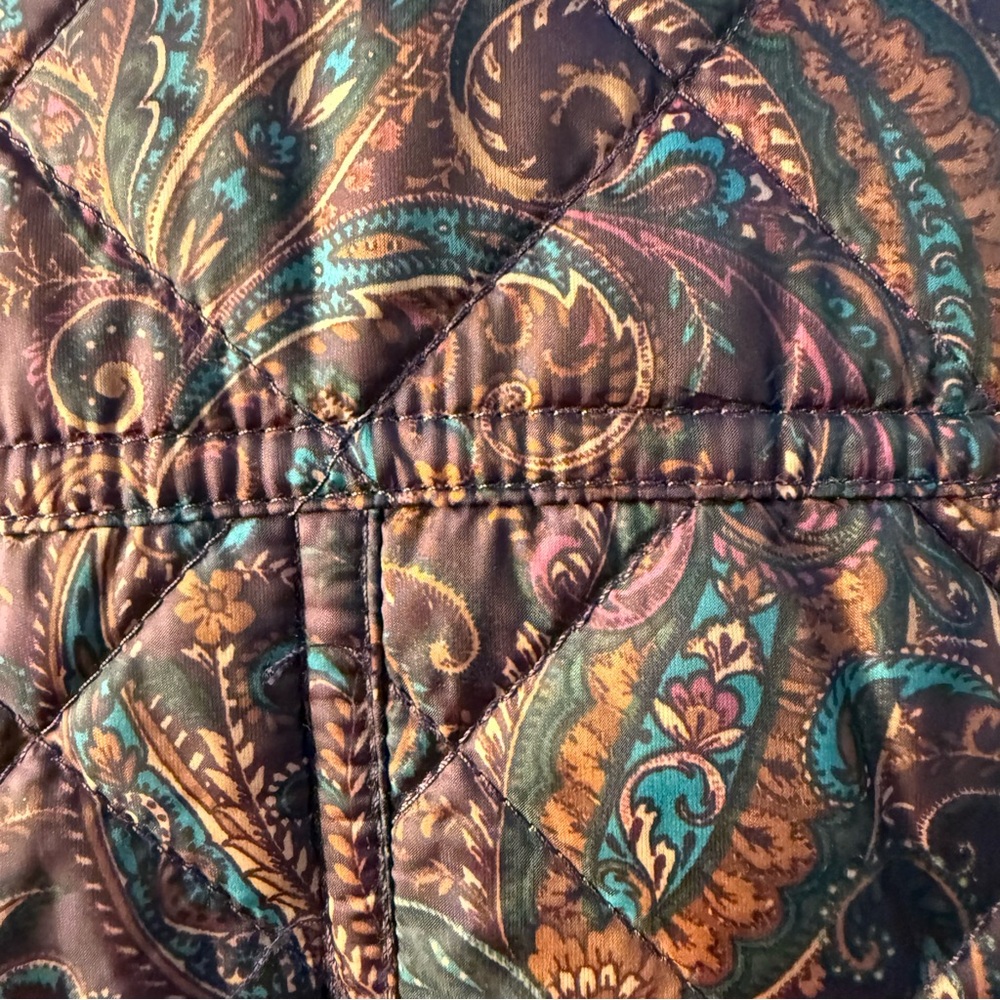 Talbots Paisley Quilted Puffer Jacket - Deep Red - Picture 9 of 14